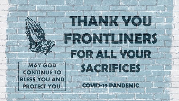 a thank you note to frontline workers for their sacrifices